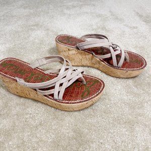 SAM EDELMAN thong wedge slide on sandals 7